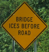 Bridge ices before road